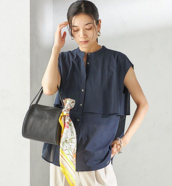 SHIPS for women「〈手洗い可能〉シアー トリコット フレア ヨーク ノースリーブ ブラウス」|シャツ・ブラウス|