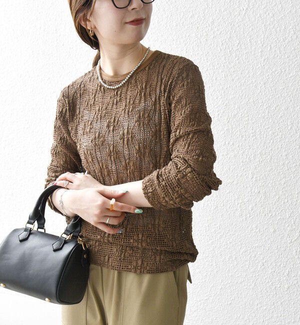 SHIPS any「SHIPS any:〈手洗い可能〉フラワー メッシュ クルーネック プルオーバー」|Tシャツ・カットソー|