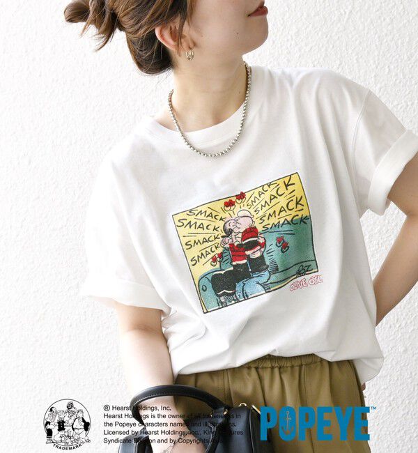 SHIPS any「SHIPS any:〈洗濯機可能〉OLIVE OYL(TM) プリント TEE」|Tシャツ・カットソー|ホワイト系2