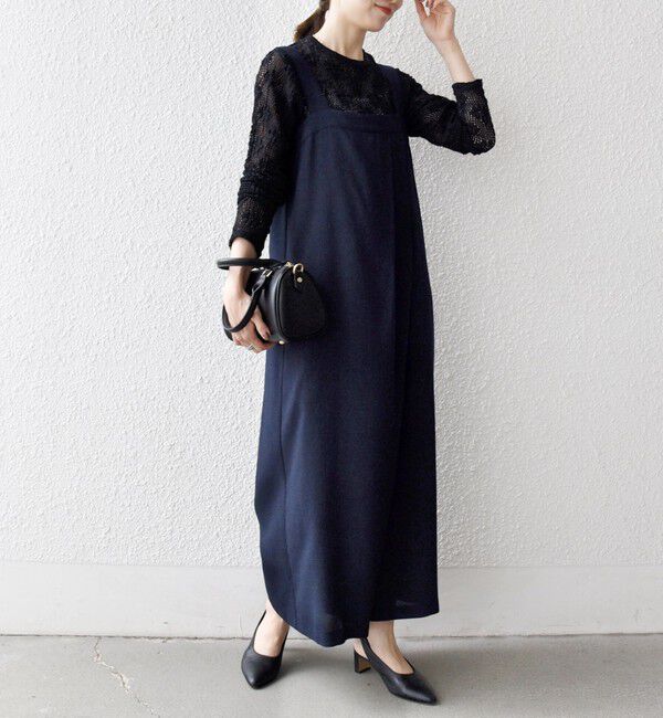 SHIPS any「SHIPS any:〈洗濯機可能〉ツイード ライク サロペット［NAVY BLUE］」|オールインワン|