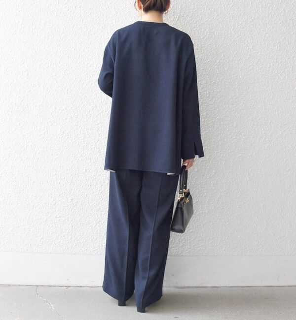 SHIPS any「SHIPS any:〈洗濯機可能〉ツイード ライク オーバー ブラウス［NAVY BLUE］」|シャツ・ブラウス|