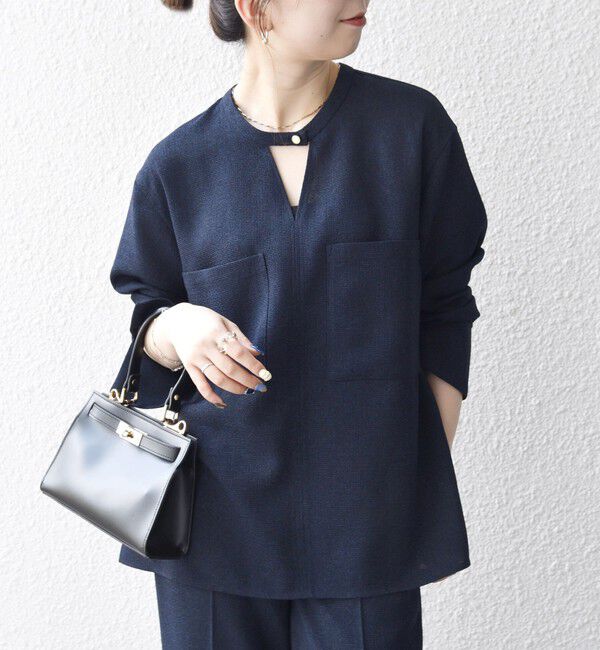 SHIPS any「SHIPS any:〈洗濯機可能〉ツイード ライク オーバー ブラウス［NAVY BLUE］」|シャツ・ブラウス|