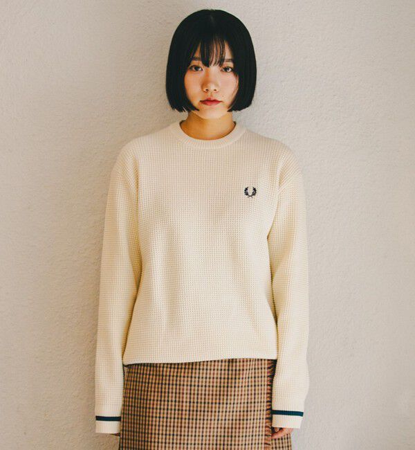 SHIPS「【SHIPS別注】FRED PERRY: シングル ティップ ワッフル ニット」|ニット・セーター|ナチュラル