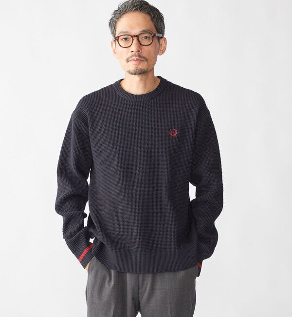 SHIPS「【SHIPS別注】FRED PERRY: シングル ティップ ワッフル ニット」|ニット・セーター|