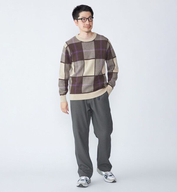 SHIPS「SHIPS:〈洗濯機可能〉 コットン カシミヤ チェック クルーネック ニット」|ニット・セーター|