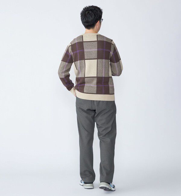 SHIPS「SHIPS:〈洗濯機可能〉 コットン カシミヤ チェック クルーネック ニット」|ニット・セーター|