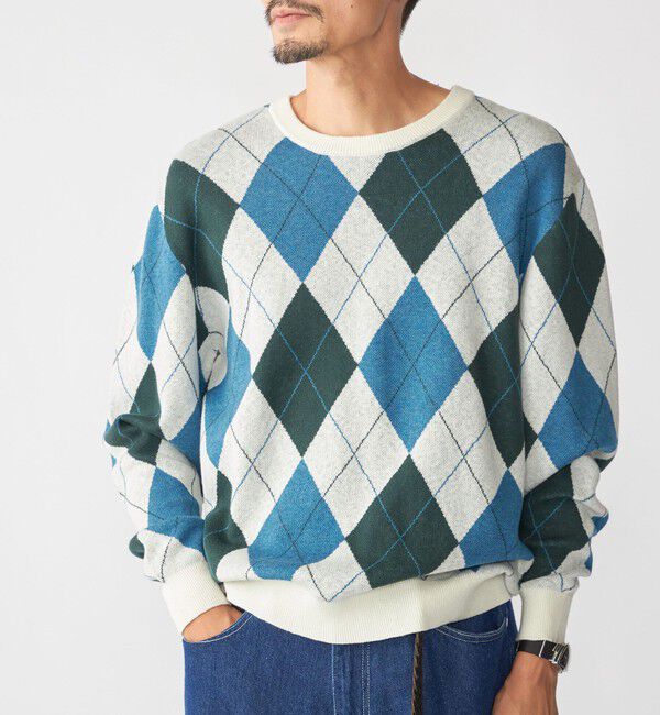 SHIPS「SHIPS: 12ゲージ アーガイル クルーネック ニット」|ニット・セーター|ナチュラル