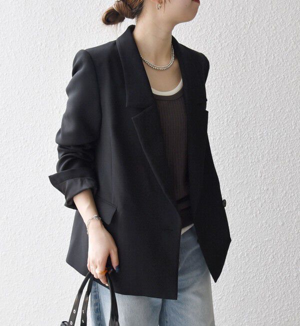 SHIPS any「SHIPS any:〈洗濯機可能〉ダブルクロス セミダブル ジャケット［NAVY BLUE］」|テーラードジャケット|