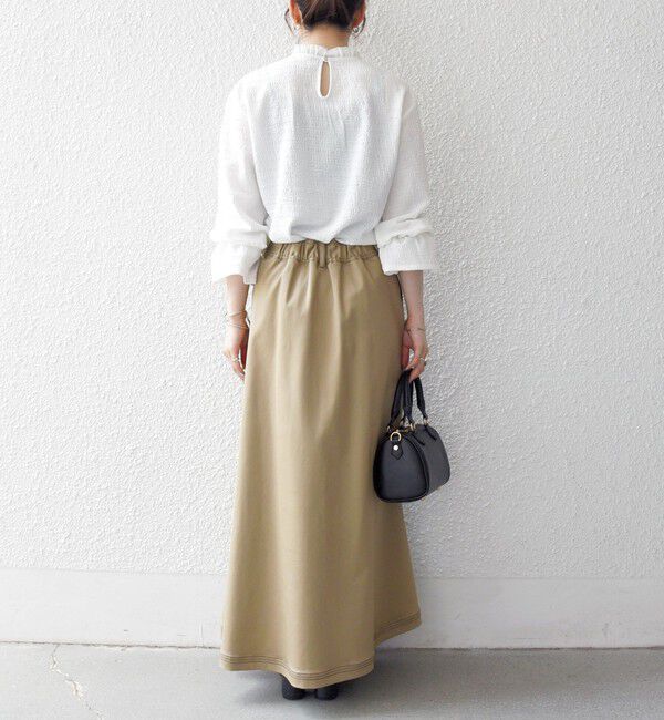 SHIPS any「SHIPS any:〈洗濯機可能〉シアー ジャージー スタンド フリル カット ブラウス」|シャツ・ブラウス|