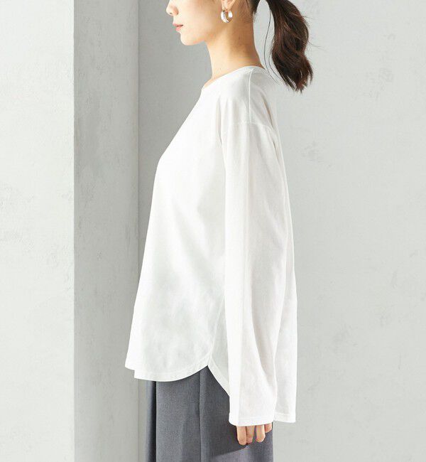 SHIPS for women「ワイド クルーネック コットン ロング スリーブ TEE」|Tシャツ・カットソー|