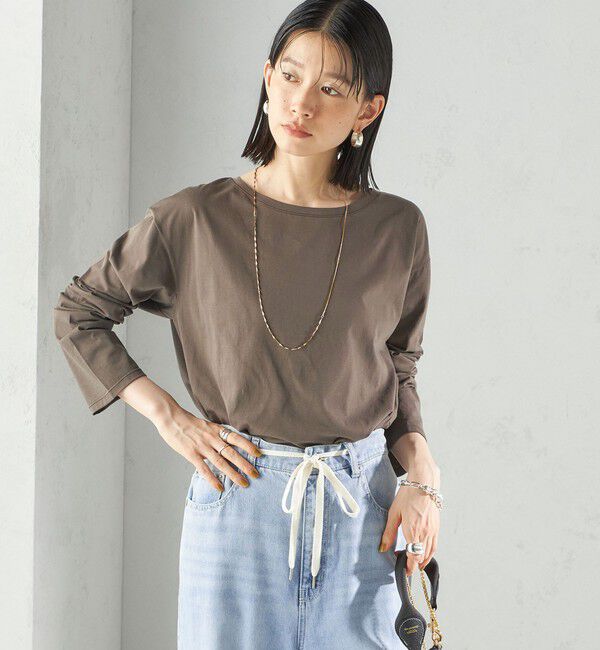 SHIPS for women「ワイド クルーネック コットン ロング スリーブ TEE」|Tシャツ・カットソー|