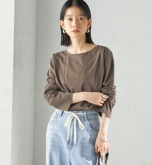 SHIPS for women「ワイド クルーネック コットン ロング スリーブ TEE」|Tシャツ・カットソー|