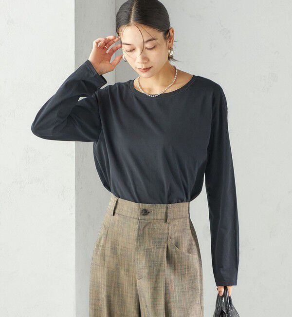 SHIPS for women「ワイド クルーネック コットン ロング スリーブ TEE」|Tシャツ・カットソー|