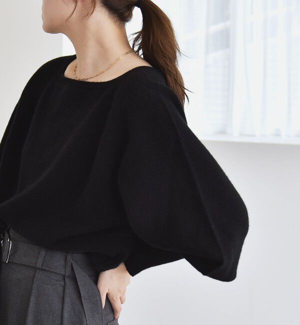 quaranciel「quaranciel:〈手洗い可能〉AQUA カシミヤ ミックス ボートネック ロングリブ パフ ニット」|ニット・セーター|