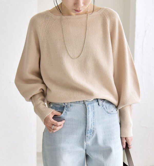 quaranciel「quaranciel:〈手洗い可能〉AQUA カシミヤ ミックス ボートネック ロングリブ パフ ニット」|ニット・セーター|