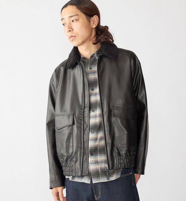 SHIPS「City Ambient Products: フライト ジャケット」|ブルゾン・スタジャン|ブラック