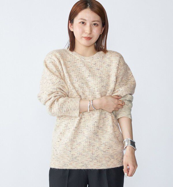 SHIPS「【WEB限定】SHIPS:〈手洗い可能〉カラー ネップ ワッフル クルーネック ニット」|ニット・セーター|