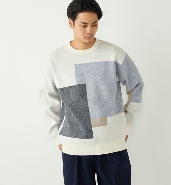 SHIPS Colors 「SHIPS Colors:〈洗濯機可能〉モチフワ 総柄 ニット◇」|ニット・セーター|オフホワイト