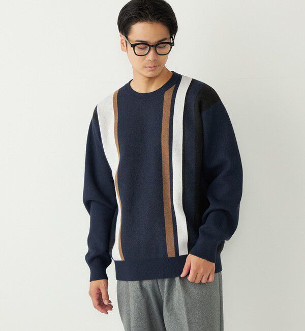 SHIPS Colors 「SHIPS Colors:〈洗濯機可能〉モチフワ 総柄 ニット◇」|ニット・セーター|ネイビー