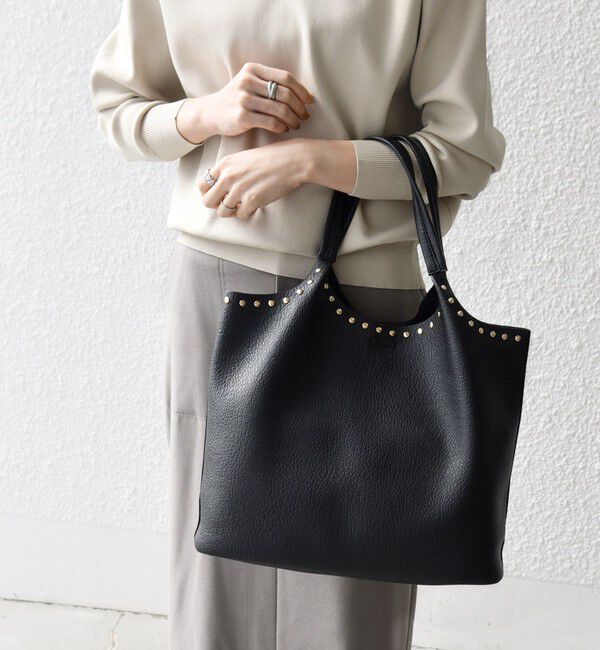 SHIPS any「【WEB限定】SHIPS any: ポーチ付き スタッズ A4 トート バッグ」|トートバッグ|