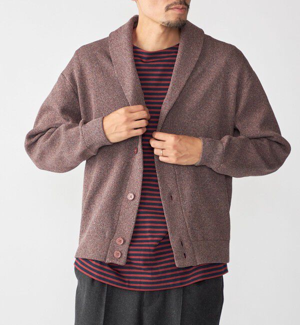 SHIPS「SHIPS:〈手洗い可能〉ミックス ポリ ショールカラー ニット カーディガン」|カーディガン|ブラウン