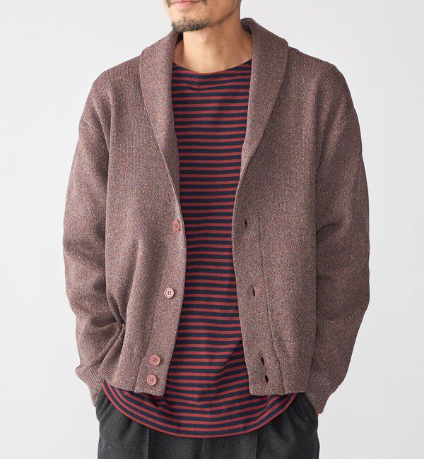 SHIPS「SHIPS:〈手洗い可能〉ミックス ポリ ショールカラー ニット カーディガン」|カーディガン|