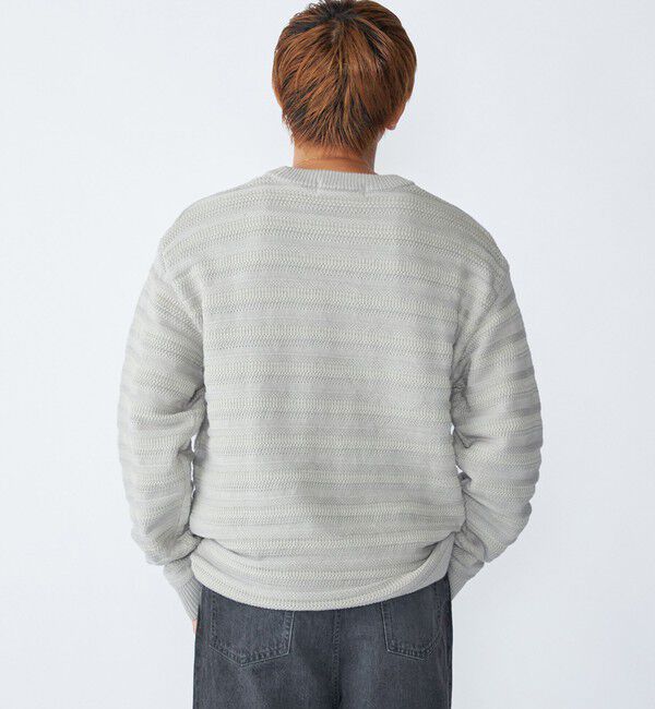SHIPS「City Ambient Products: 〈手洗い可能〉7ゲージ ランダム ボーダー クルーネック ニット」|ニット・セーター|
