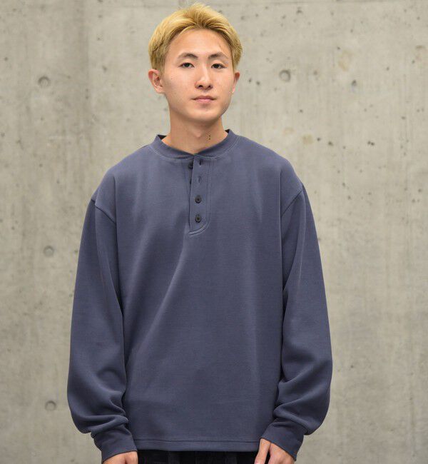 SHIPS「City Ambient Products: ダブルフェイス カノコ ヘンリーネック カットソー」|Tシャツ・カットソー|コバルトブルー