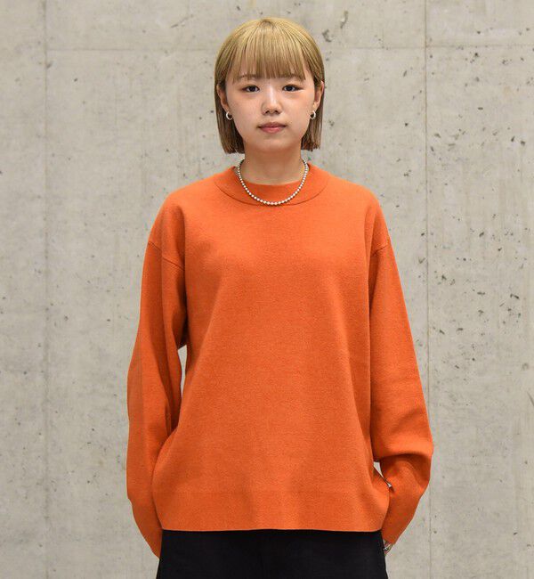 SHIPS「City Ambient Products: 〈手洗い可能〉14ゲージ ダブルジャカード モックネック ニット」|ニット・セーター|オレンジ