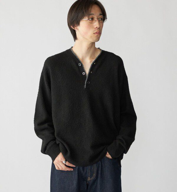 SHIPS「City Ambient Products: シャギー ヘンリー ネック ニット」|ニット・セーター|