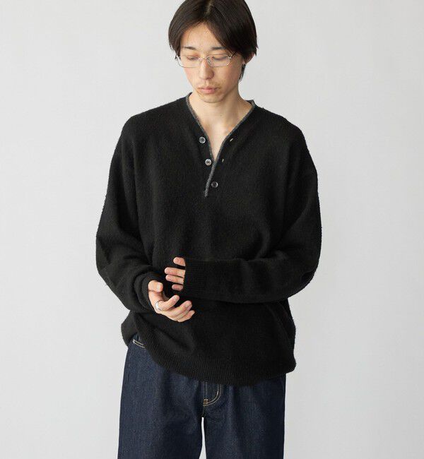 SHIPS「City Ambient Products: シャギー ヘンリー ネック ニット」|ニット・セーター|