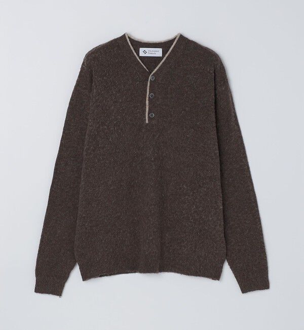 SHIPS「City Ambient Products: シャギー ヘンリー ネック ニット」|ニット・セーター|ブラウン