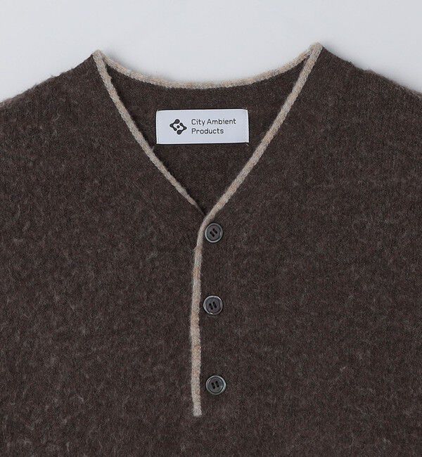 SHIPS「City Ambient Products: シャギー ヘンリー ネック ニット」|ニット・セーター|