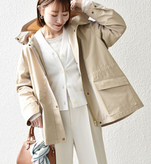 SHIPS any「SHIPS any:〈手洗い可能〉シャンブレー テントライン フード コート」|その他|ベージュ