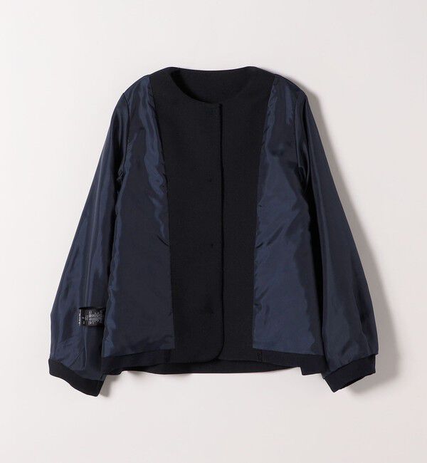 SHIPS any「《一部追加予約》SHIPS any:〈手洗い可能〉ダブルクロス レース 切替 ノーカラー ジャケット［NAVY BLUE］」|ノーカラージャケット|