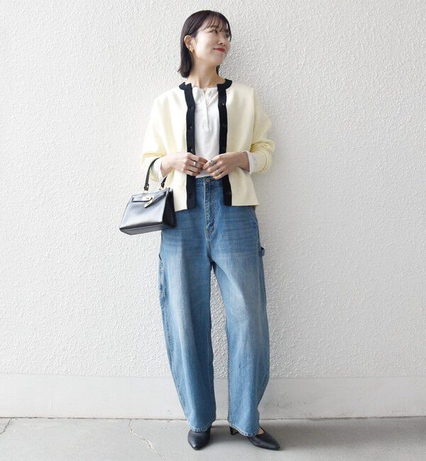 SHIPS any「《予約》SHIPS any:〈手洗い可能〉バイカラー スキッパー ニット カーディガン」|カーディガン|