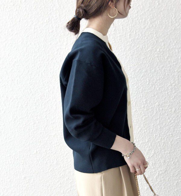 SHIPS any「《予約》SHIPS any:〈手洗い可能〉バイカラー スキッパー ニット カーディガン」|カーディガン|