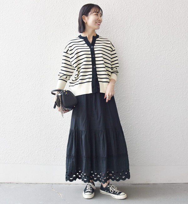 SHIPS any「《予約》SHIPS any:〈手洗い可能〉バイカラー スキッパー ニット カーディガン」|カーディガン|