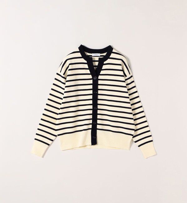 SHIPS any「《予約》SHIPS any:〈手洗い可能〉バイカラー スキッパー ニット カーディガン」|カーディガン|