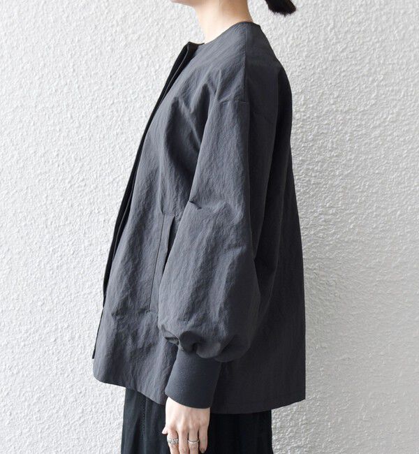 SHIPS any「《予約》SHIPS any:〈洗濯機可能〉ナイロン タスラン ノーカラー Aライン ブルゾン」|ブルゾン・スタジャン|