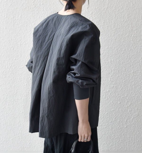 SHIPS any「《予約》SHIPS any:〈洗濯機可能〉ナイロン タスラン ノーカラー Aライン ブルゾン」|ブルゾン・スタジャン|