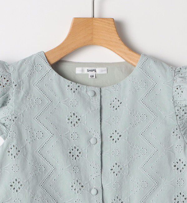 SHIPS KIDS「SHIPS KIDS:100～130cm / レース エンブロイダリー ペプラム ブラウス」|シャツ・ブラウス|