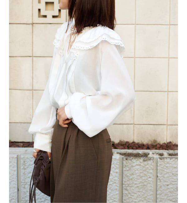 OUTDOOR PRODUCTS Usual Things「アンジェリカヴォイルフリルレースブラウス」|シャツ・ブラウス|