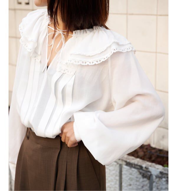 OUTDOOR PRODUCTS Usual Things「アンジェリカヴォイルフリルレースブラウス」|シャツ・ブラウス|