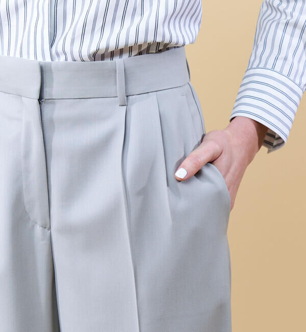 DES PRES「ハイツイストギャバジン タックワイドパンツ」|スラックス|