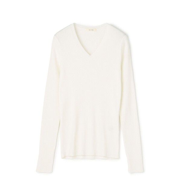 DES PRES「コットンアセテートリブ Vネックプルオーバー」|ニット・セーター|11 ホワイト