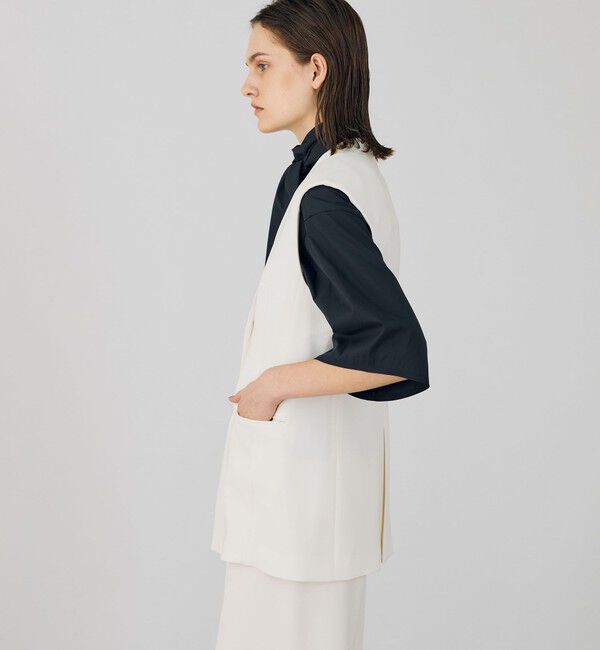 DES PRES「ライトダブルクロス ノーカラージレ」|ベスト・ジレ|