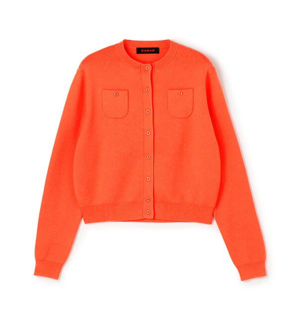 CABaN「コットンカシミヤ クルーネックカーディガン」|カーディガン|27 コーラルオレンジ