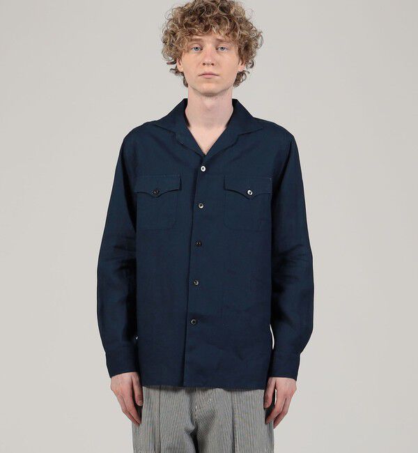 TOMORROWLAND MENS「アイリッシュリネン ダブルポケット オープンカラーシャツ」|シャツ・ブラウス|