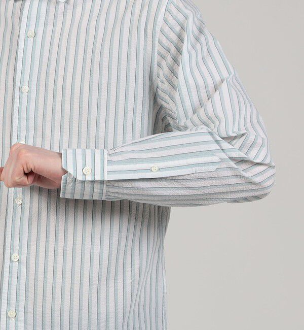 TOMORROWLAND MENS「コットンシアサッカー セミワイドカラーシャツ」|シャツ・ブラウス|